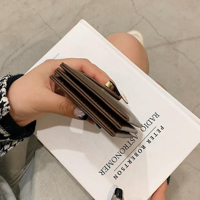 Mini Retro Lock Coin Purse Multi Slot Pu Leather Card Bag - Coffee