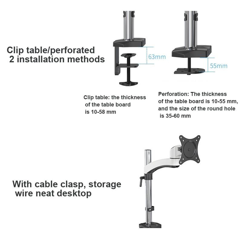 Rotating Aluminum Monitor Bracket for Lifting Lcd - Perforation