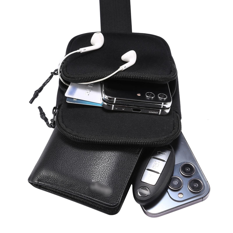 Universal Nylon Chest Bag For 5.5 Inch -7.2 Inch Phones Fashionable And Functional - Grey