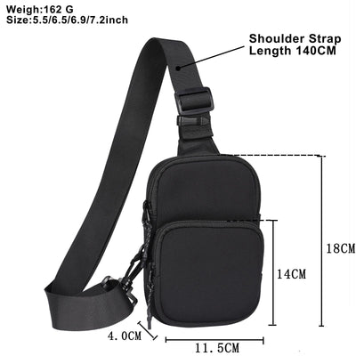 Universal Nylon Chest Bag For 5.5 Inch -7.2 Inch Phones Fashionable And Functional - Grey