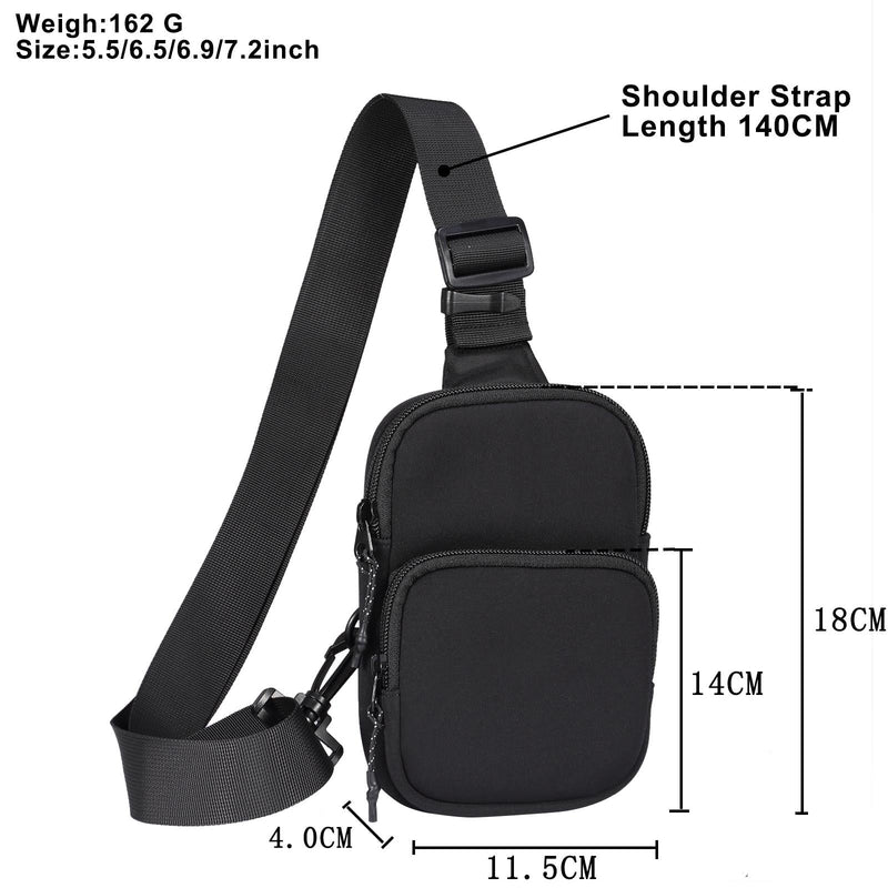 Universal Nylon Chest Bag For 5.5 Inch -7.2 Inch Phones Fashionable And Functional - Grey