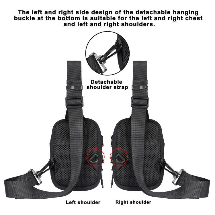 Universal Nylon Chest Bag For 5.5 Inch -7.2 Inch Phones Fashionable And Functional - Grey