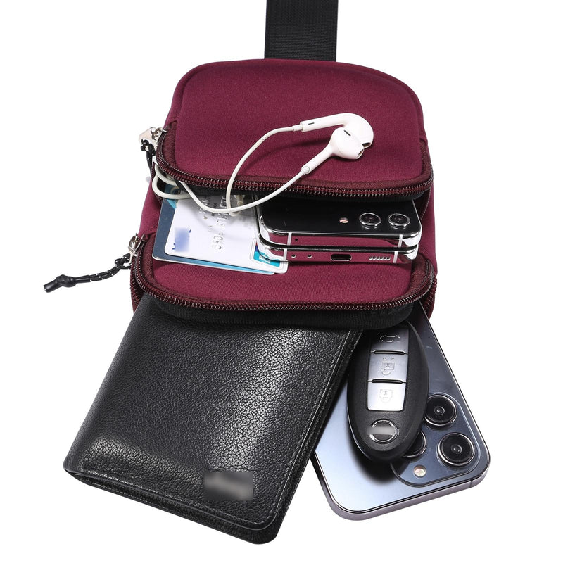 Universal Nylon Chest Bag For 5.5 Inch -7.2 Inch Phones Fashionable And Functional - Grey