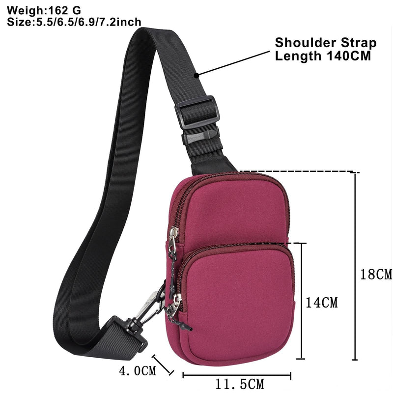 Universal Nylon Chest Bag For 5.5 Inch -7.2 Inch Phones Fashionable And Functional - Grey