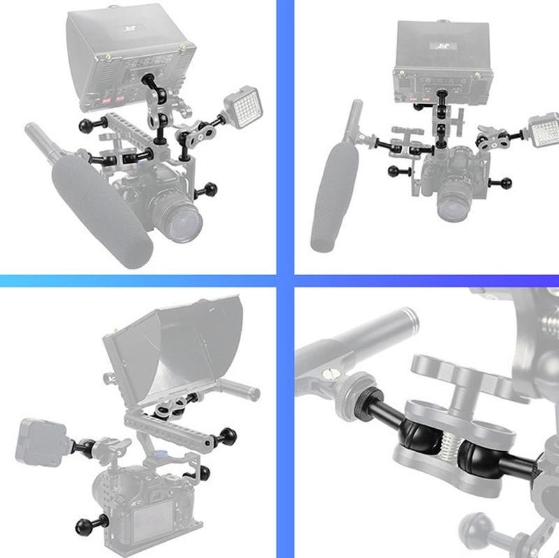 Adjustable Ball Head Adapter For Underwater Photography Lights - 1/4 Inch Black