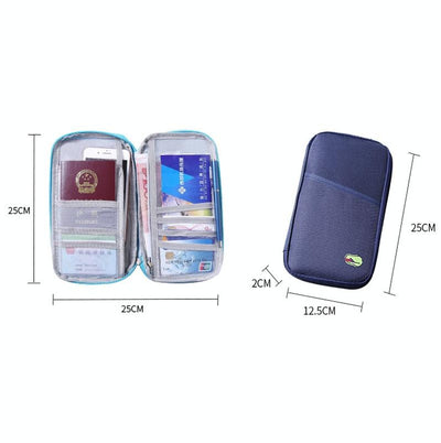 Multifunctional Travel Document Bag Passport & Ticket Holder - Blue