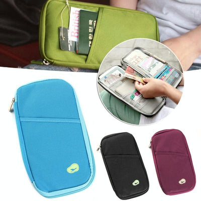 Multifunctional Travel Document Bag Passport & Ticket Holder - Blue