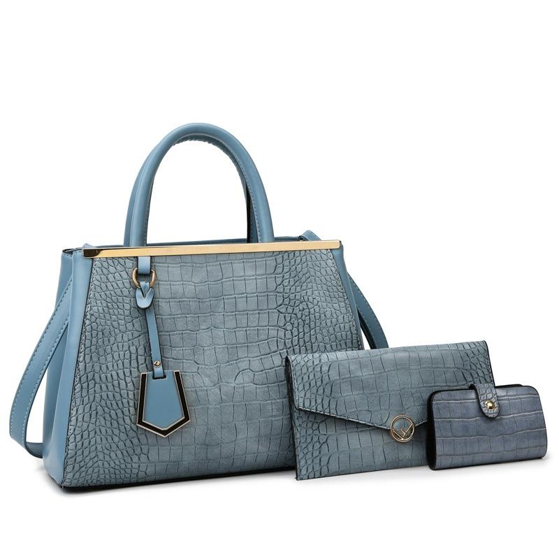 Patchwork Stone Pattern Handbag - Shoulder / Crossbody - Blue