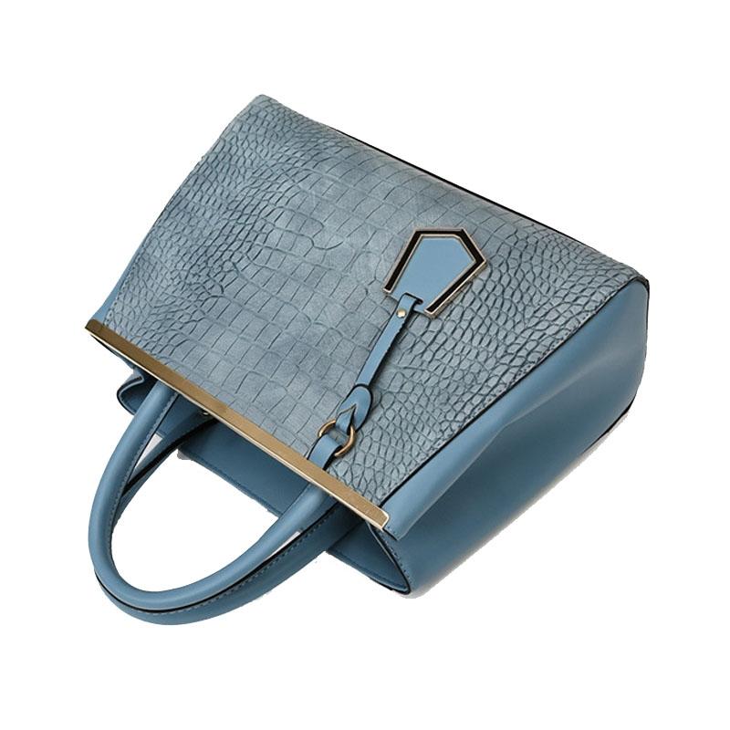 Patchwork Stone Pattern Handbag - Shoulder / Crossbody - Blue
