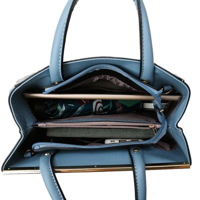 Patchwork Stone Pattern Handbag - Shoulder / Crossbody - Blue