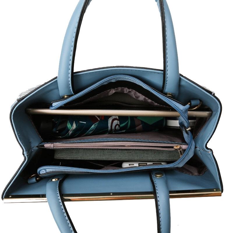 Patchwork Stone Pattern Handbag - Shoulder / Crossbody - Blue