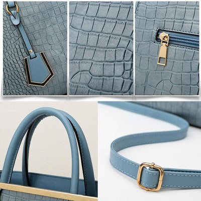 Patchwork Stone Pattern Handbag - Shoulder / Crossbody - Blue