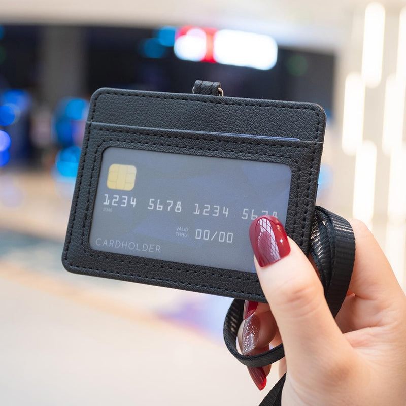 Horizontal Id Card Bag & Lanyard - Pink