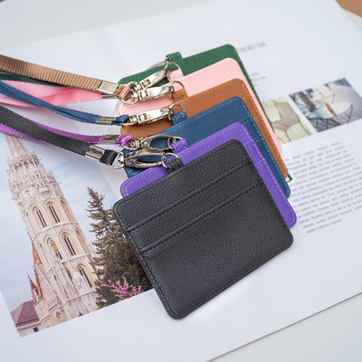 Horizontal Id Card Bag & Lanyard - Pink