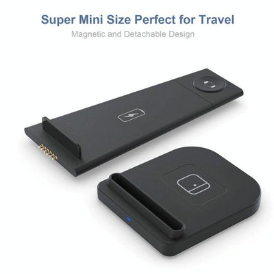 3 In 1 Portable Wireless Charger Detachable - Black