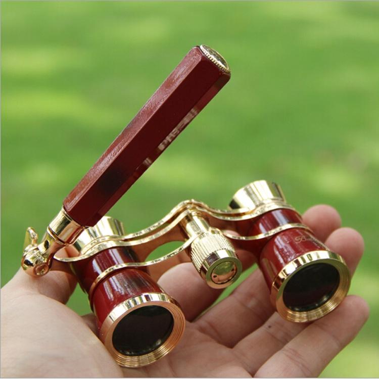 Chrome Double Cylinder Telescope with Handle - 3 x 25 Lady - Pearl White