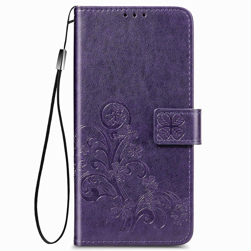 Embossed Leather Phone Case for Samsung Galaxy z Fold 4 with Four Leaf Clasp - Rose Gold