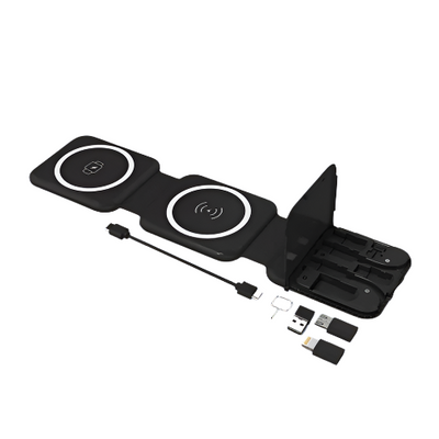 10 In 1 Magnetic Wireless Charger With Data Cable And Storage - Black
