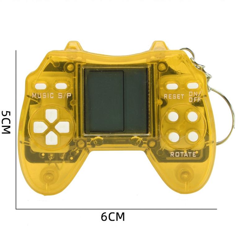 Portable Tetris Game Console Keychain - Nostalgic Puzzle Toy - Yellow