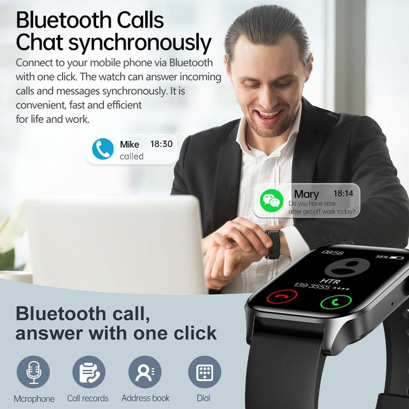 1.85 Inch Ip67 Waterproof Sports Health Monitoring Bluetooth Call Smart Watch - Pink