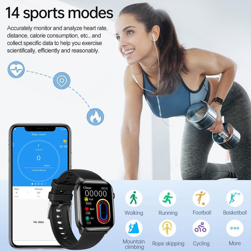 1.85 Inch Ip67 Waterproof Sports Health Monitoring Bluetooth Call Smart Watch - Pink