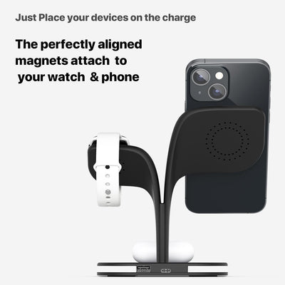 15W 5 In 1 Magnetic Wireless Charger With Stand - White