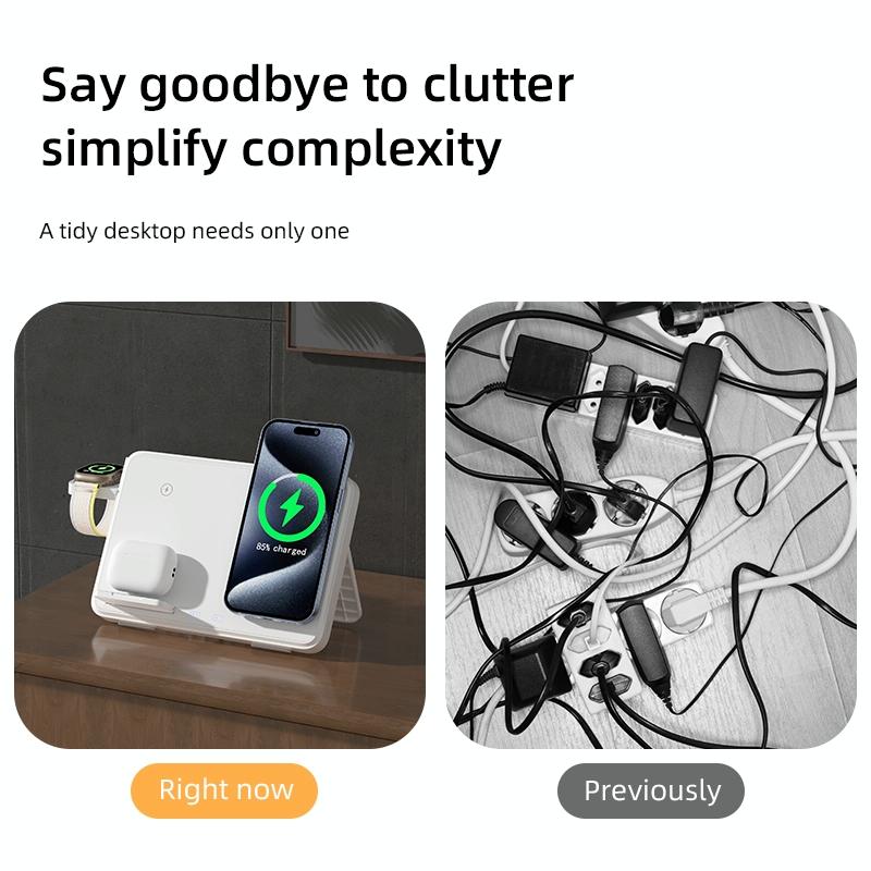 15W Magnetic Wireless Charger With Night Light - White