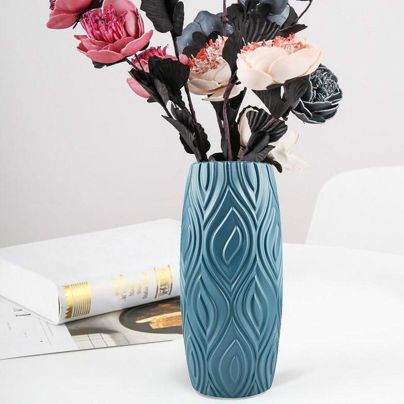 2-piece Plastic Vase Set for Creative Flower Arrangements Wet and Dry Decor - Blue