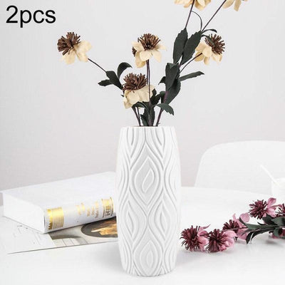 2-piece Plastic Vase Set for Creative Flower Arrangements Wet and Dry Decor - Blue