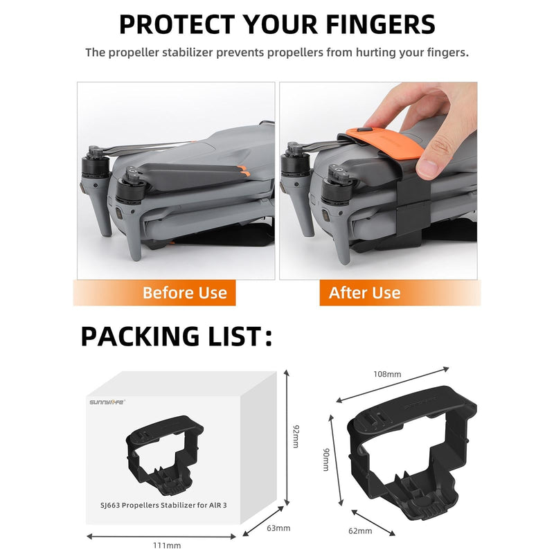 Fixed Propeller Guard for Dji Air 3 - Blade Holder - Black