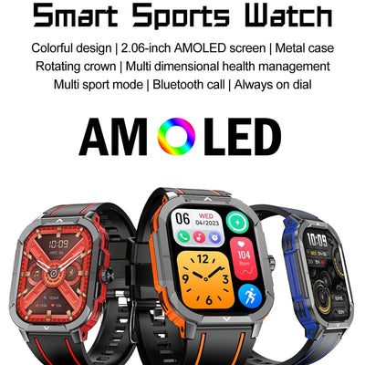 2.06 Inch Bt5.3 Ip68 Sport Smart Watch Bluetooth Call / Message / Health - Red