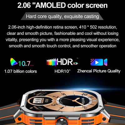 2.06 Inch Bt5.3 Ip68 Sport Smart Watch Bluetooth Call / Message / Health - Red