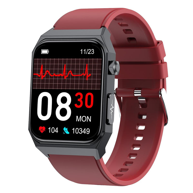 1.91 Inch Waterproof Ecg Smart Watch With Silicone Band Ip68 - Red