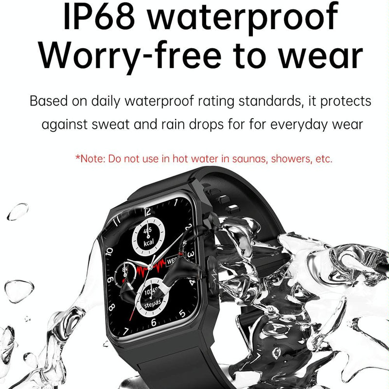 1.91 Inch Waterproof Ecg Smart Watch With Silicone Band Ip68 - Red