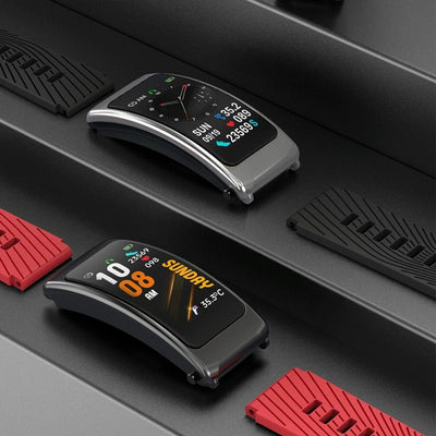 1.14 Inch Silicone Band Earphone Detachable Life Waterproof Smart Watch Support Bluetooth Call - Black Red