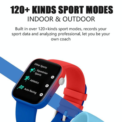 1.8 Inch Tft Screen Bluetooth Smart Watch Support Heart Rate Monitoring & 100+ Sports Modes - Red Blue