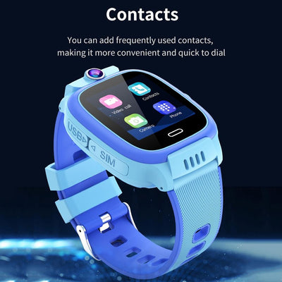 1.44 Inch 4G Video Call Waterproof Smart Children Phone Watch With Sos Function - Blue