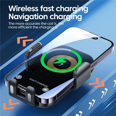Touch-sensing Car Vent Wireless Charger Holder - X12 - Silver