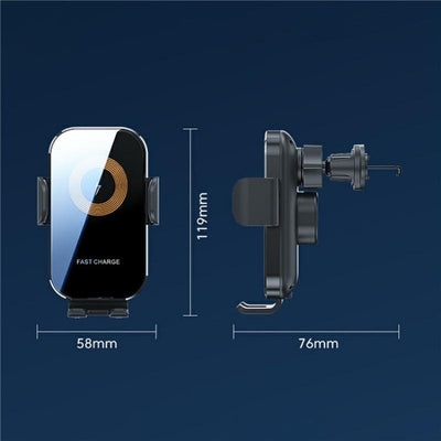 Touch-sensing Car Vent Wireless Charger Holder - X12 - Silver