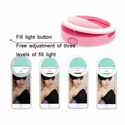 Ring-Shaped Selfie Light For Live Photography - Led Flashlight - Black