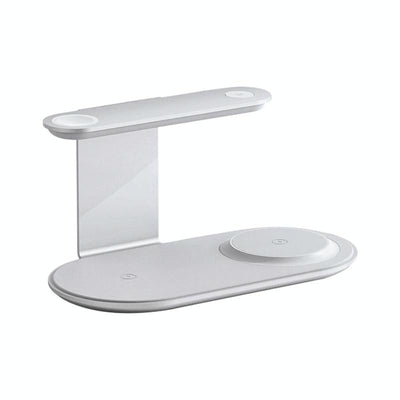 3 In 1 Wireless Charger With Night Light 15W - Silver