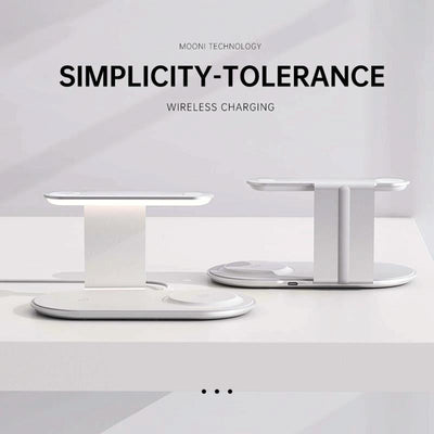 3 In 1 Wireless Charger With Night Light 15W - Silver