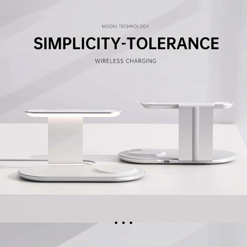 3 In 1 Wireless Charger With Night Light 15W - Silver