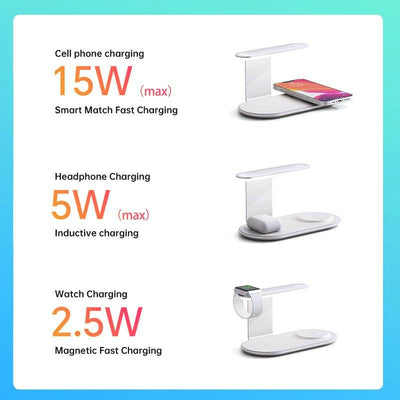 3 In 1 Wireless Charger With Night Light 15W - Silver