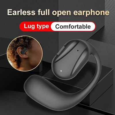 Black Yj77 Bluetooth 5.2 Ear-mounted Bone Conduction Headset for Left Ear - Left Ear White