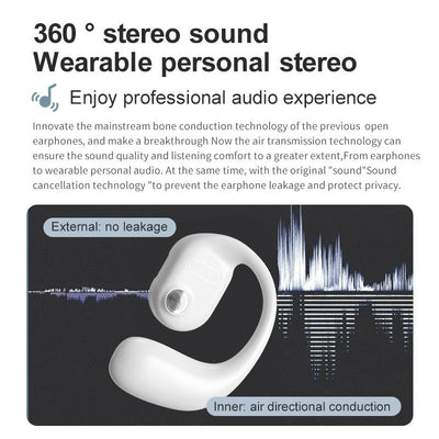 Black Yj77 Bluetooth 5.2 Ear-mounted Bone Conduction Headset for Left Ear - Left Ear White