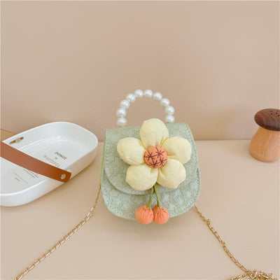 Cartoon Flower Princess Crossbody Bag With Pearl Detail - Green