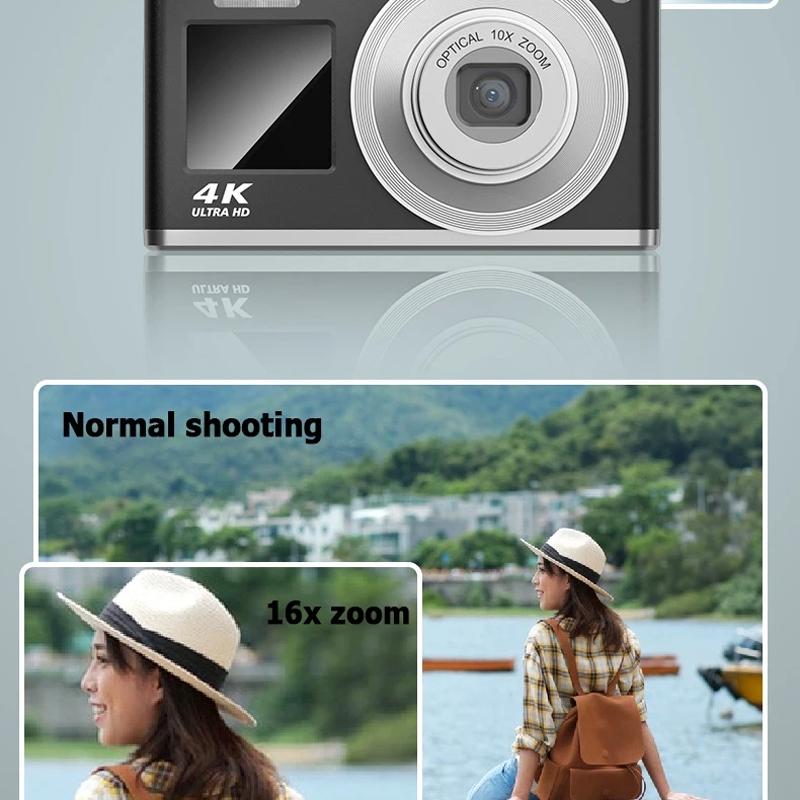 4K Hd Optical Zoom Digital Camera 60Mp Dual Screen Selfie Camera No Memory - White