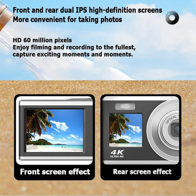 4K Hd Optical Zoom Digital Camera 60Mp Dual Screen Selfie Camera No Memory - White