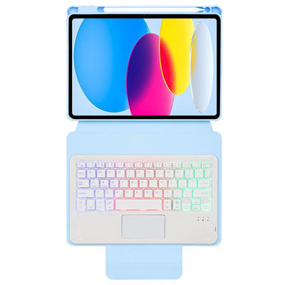 360 Rotation Bluetooth Keyboard Leather Case For Ipad 10.9 2022 With Touch Control And Backlight - Pink